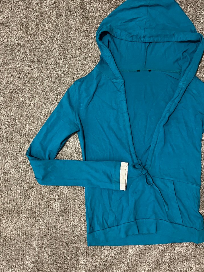 Mavi Kapüşonlu Kadın y2k bluz - Görsel 2