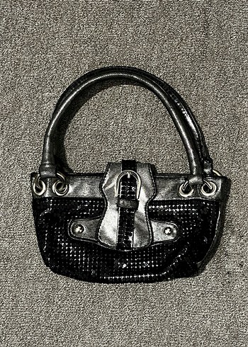 Yılan Desenli Siyah Deri Gotik Kadın Çanta - Görsel 2