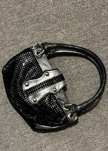 Yılan Desenli Siyah Deri Gotik Kadın Çanta - Görsel 3