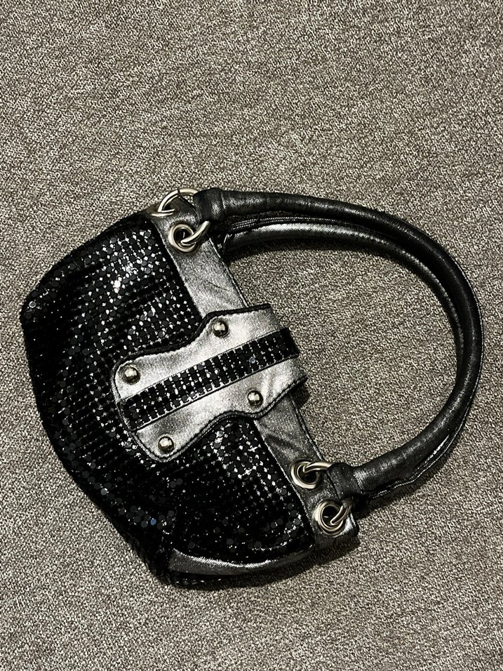 Yılan Desenli Siyah Deri Gotik Kadın Çanta - Görsel 3