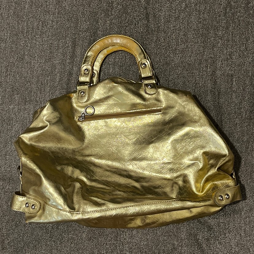 Kadın Altın Deri Tokalı Çanta - Görsel 2