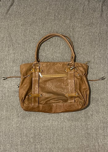 Kahverengi Deri Fermuarlı Kadın Çanta - Görsel 2