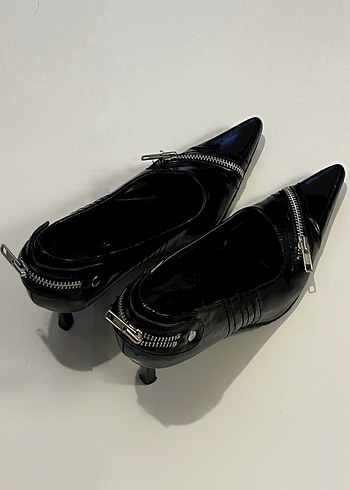 Fermuar detaylı kitten heels - Görsel 2