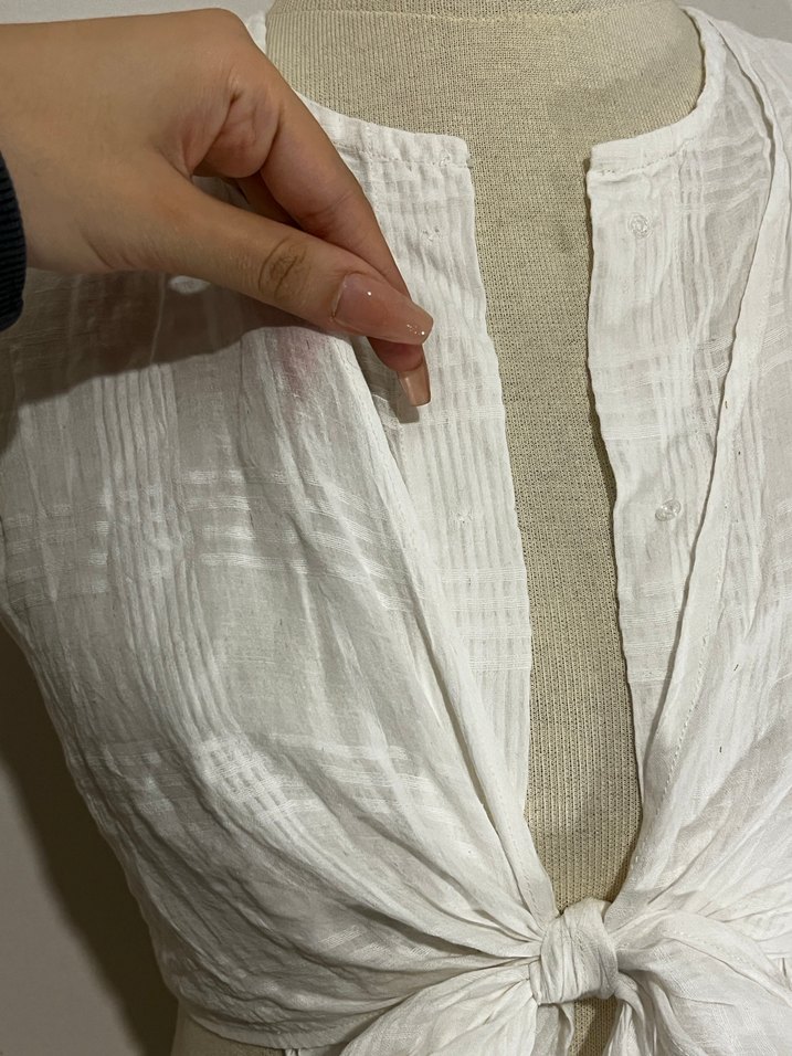 Beyaz Keten Bağlamalı Bohem Bluz - Görsel 4