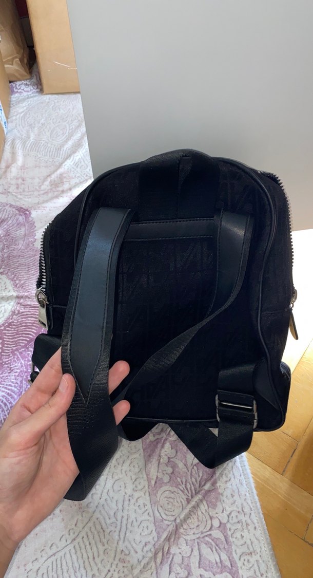 Siyah Süet Fermuarlı Kadın Sırt Çantası - Görsel 3