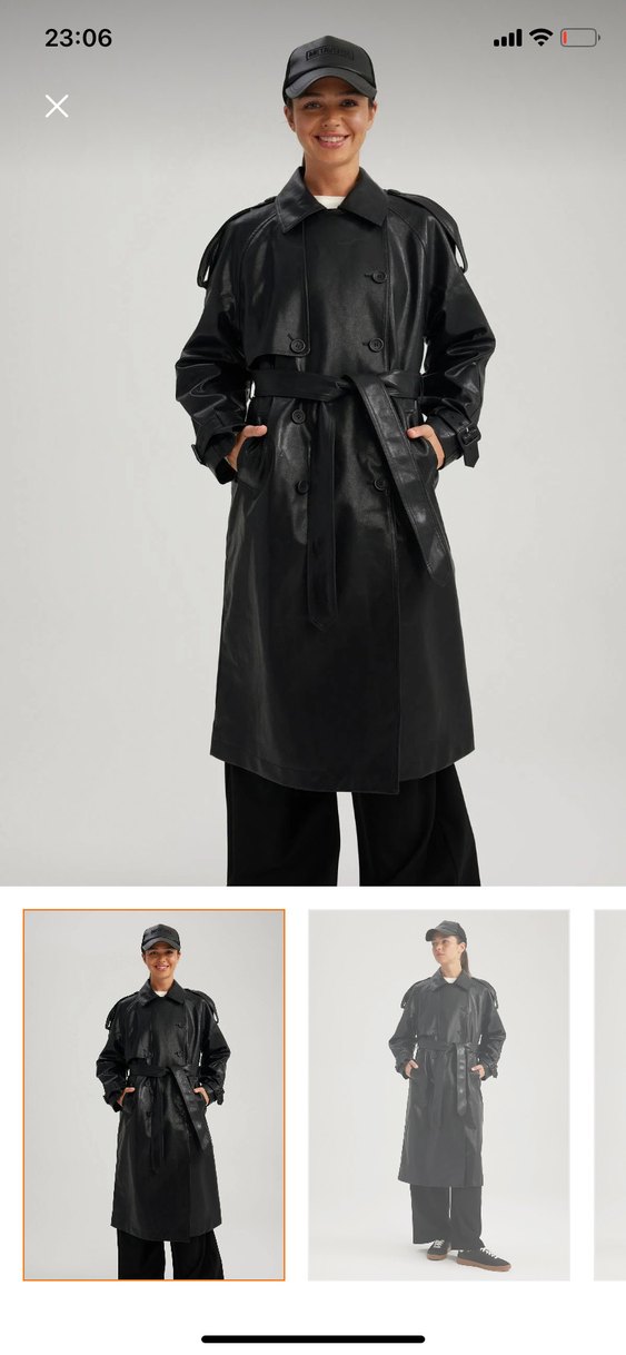 Siyah Deri Midi Trençkot - Görsel 3