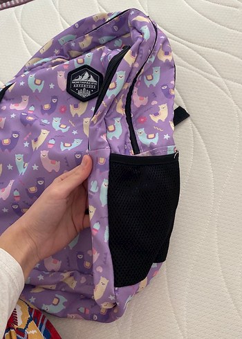 Mor Çocuk Okul Çantası Llama Desenli - Görsel 5