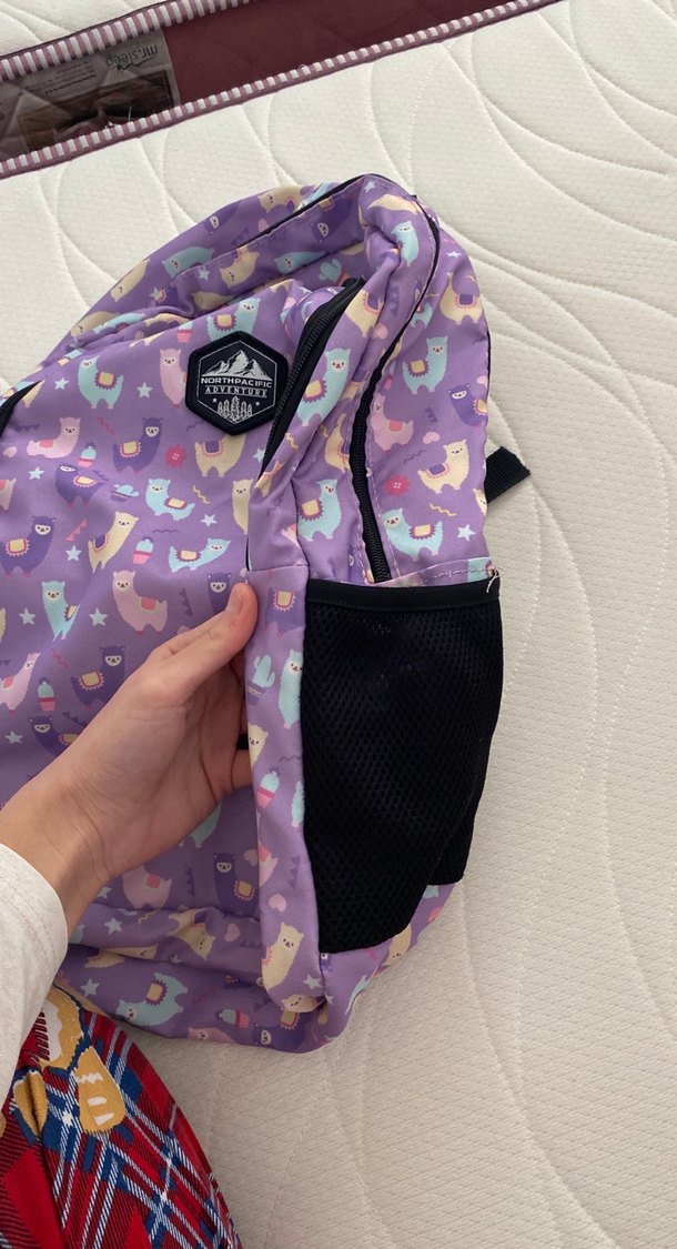 Mor Çocuk Okul Çantası Llama Desenli - Görsel 5