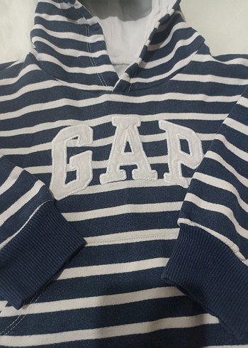 gap Mavi Çizgili Kapüşonlu Sweatshirt 3,4 yaş - Görsel 2