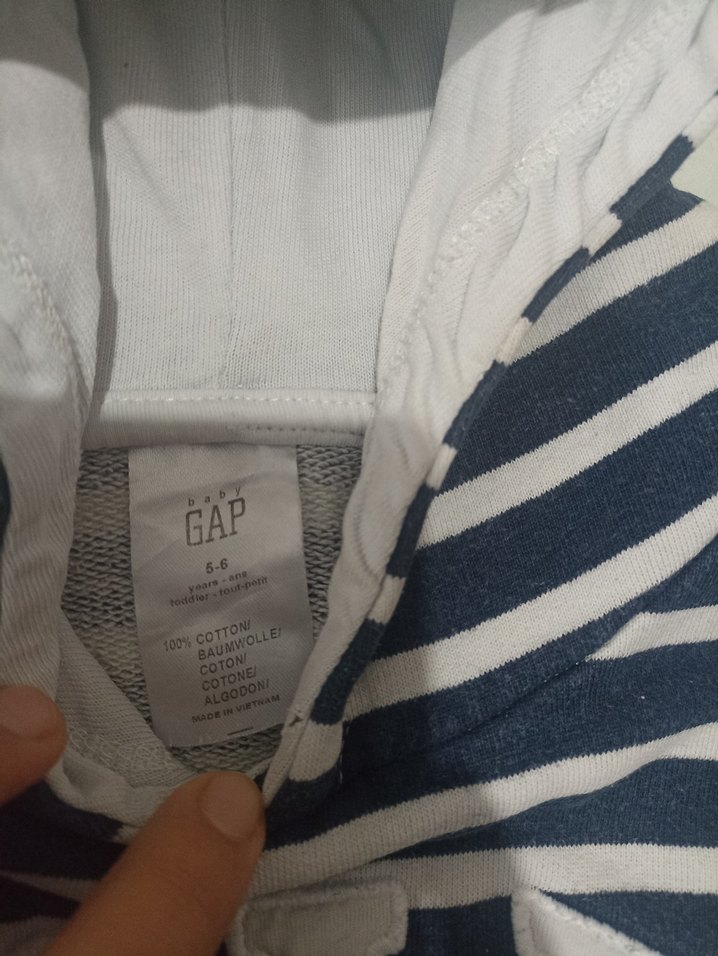 gap Mavi Çizgili Kapüşonlu Sweatshirt 3,4 yaş - Görsel 3