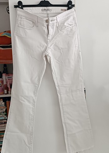 mavi, Beyaz Kadın Midi Boy Regular Fit Kot Pantolon