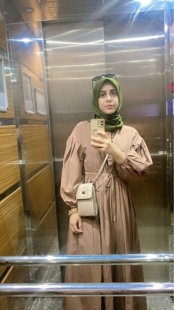38 Beden camel Renk Ovn concept belden bağcıklı elbise