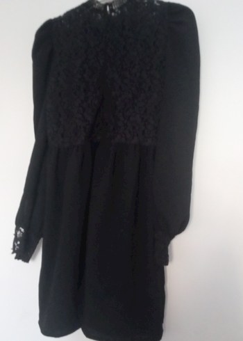 Uzun Kollu Siyah Midi Gotik Elbise - Görsel 3