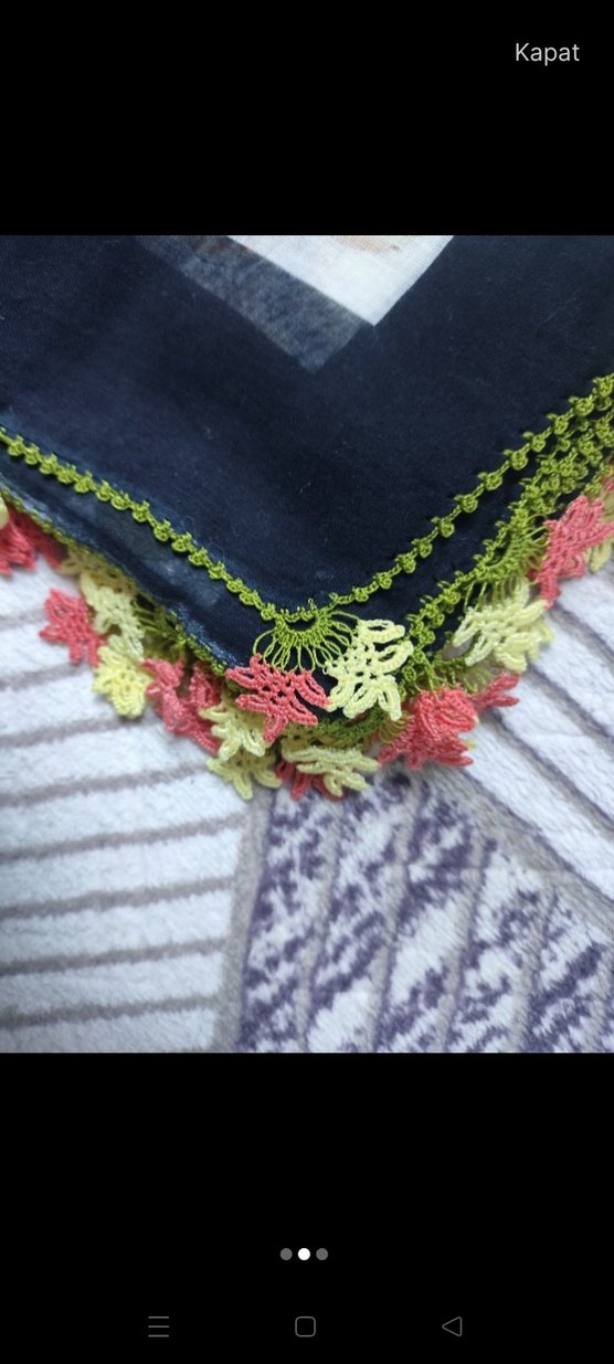 Dantel Detaylı Çok Renkli Bohem Kadın Eşarp - Görsel 2