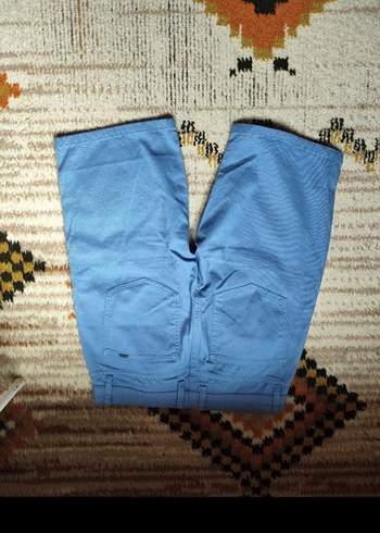 Mavi Bol Kesim Mini Kot Pantolon - Görsel 3