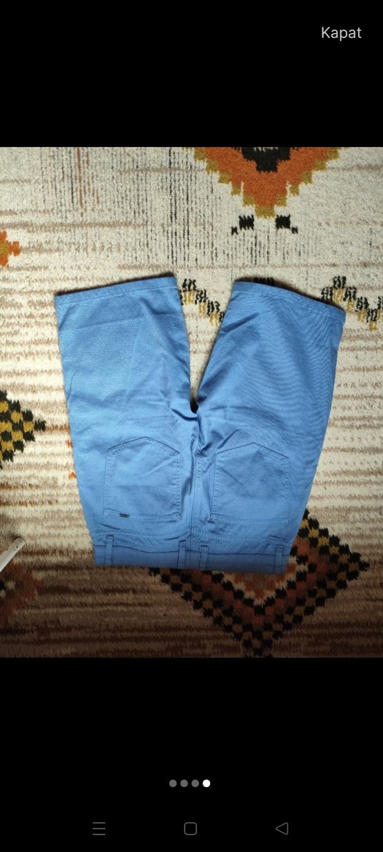 Mavi Bol Kesim Mini Kot Pantolon - Görsel 3