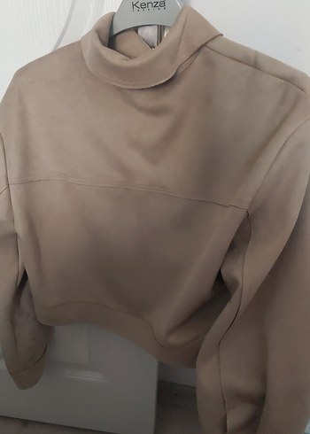 Düğmeli Bej Süet Kısa Kadın Ceketi - Görsel 2