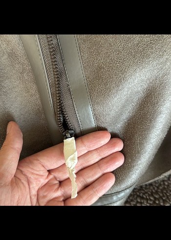 xl Beden gri Renk Gri Suni Kürklü Deri Kadın Mont