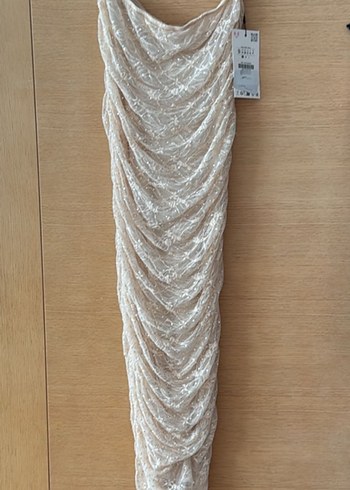 s Beden Zara taşlı Bej Kadın Triko Midi Etek