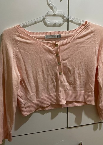 Düğmeli Pembe Kız Bolero - Görsel 2