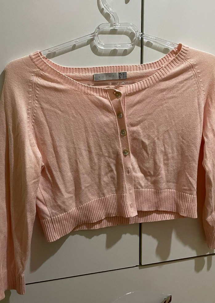 Düğmeli Pembe Kız Bolero - Görsel 2