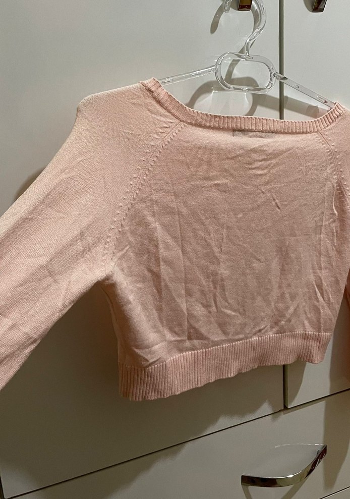 Düğmeli Pembe Kız Bolero - Görsel 4