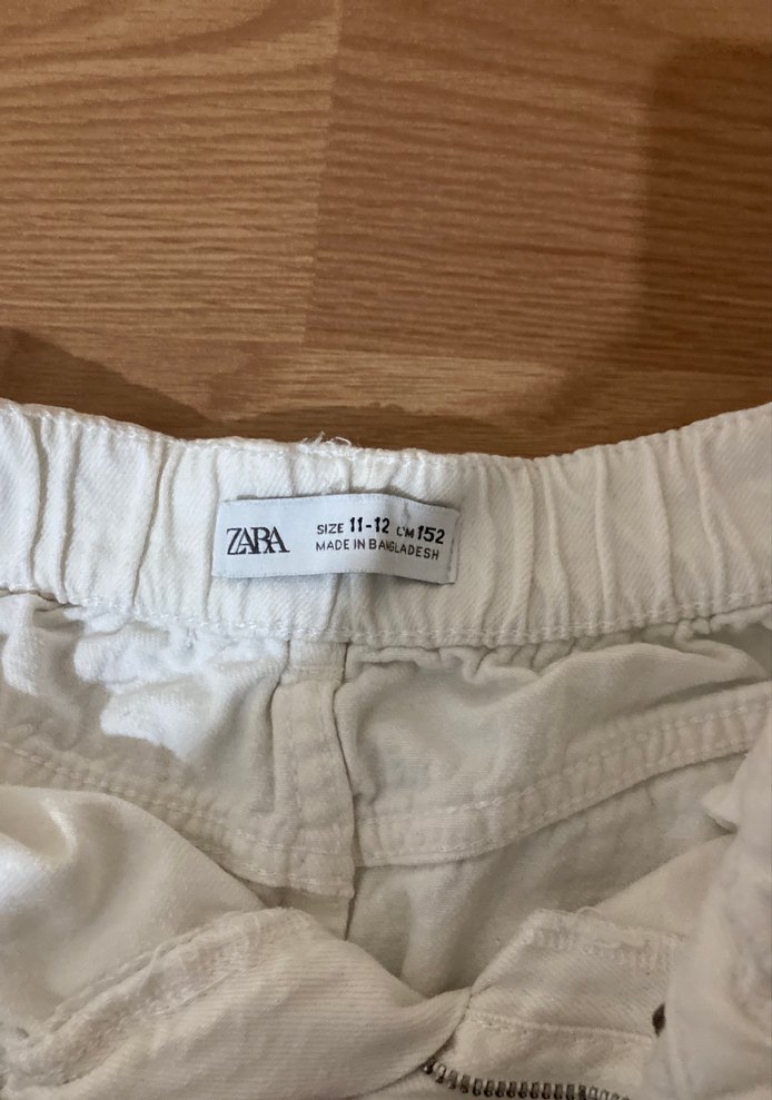 Zara kız çocuk Beyaz Mini Kot Şort - Görsel 2