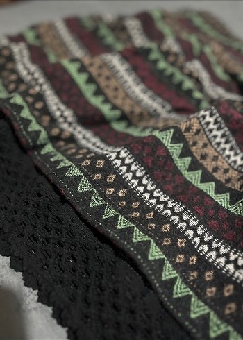 Kadın Örgü Mini Etek Desenli Bohem Tarz - Görsel 2