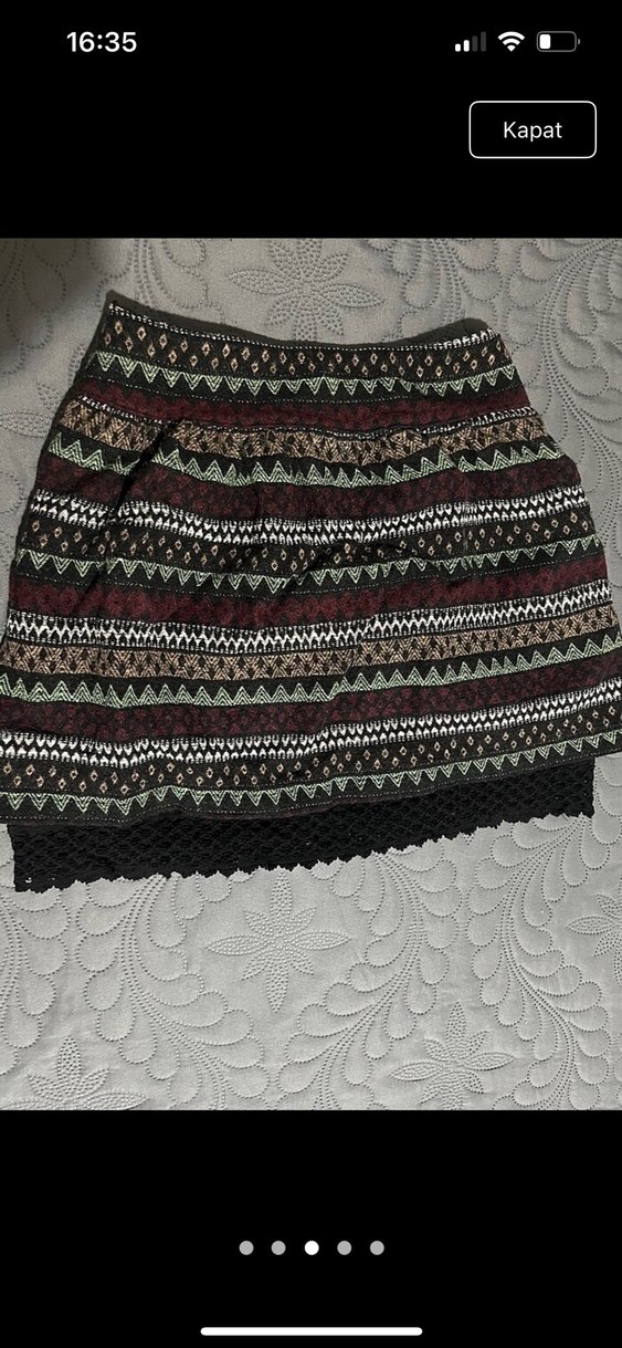 Kadın Örgü Mini Etek Desenli Bohem Tarz - Görsel 3
