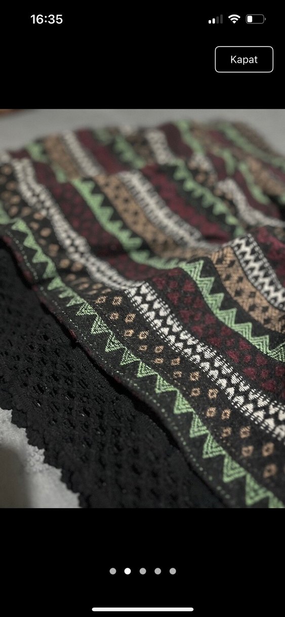 Kadın Örgü Mini Etek Desenli Bohem Tarz - Görsel 2