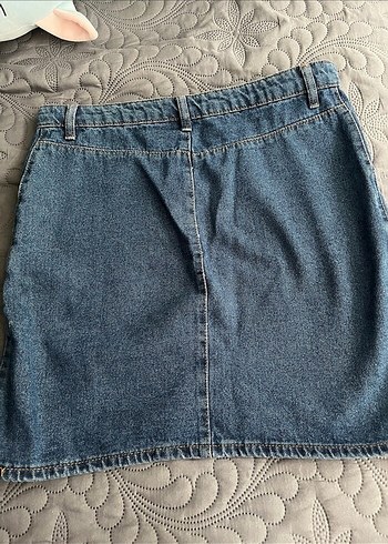 Düğmeli Mavi Denim Mini Etek - Görsel 3