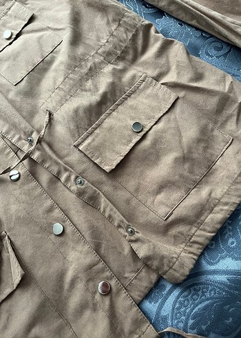 Kapüşonlu Bej Düğmeli Kadın Ceket - Görsel 2