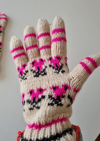 Renkli YÜN Örgü Kadın Eldivenleri - Görsel 6