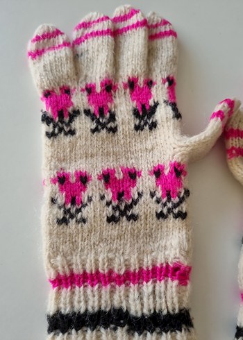 Renkli YÜN Örgü Kadın Eldivenleri - Görsel 5