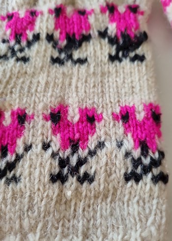 Renkli YÜN Örgü Kadın Eldivenleri - Görsel 8