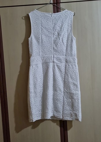 Dantel Detaylı Beyaz Midi Elbise - Görsel 2