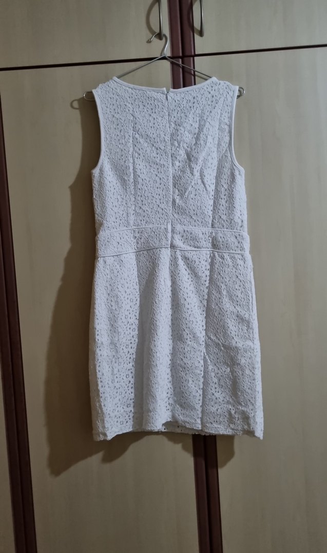 Dantel Detaylı Beyaz Midi Elbise - Görsel 2