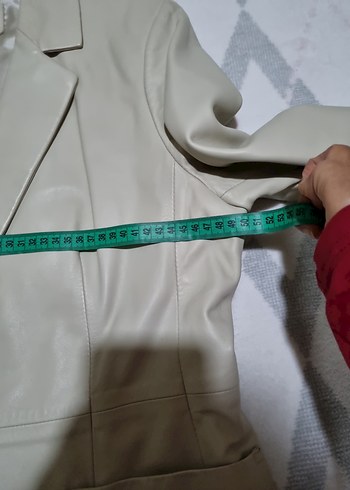 Bej Rengi Desa Deri Markalı Kadın Blazer Ceket - Görsel 5