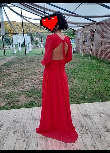 36 Beden kırmızı Renk Abiye elbise