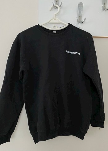 Siyah Baskılı Uzun Kollu Sweatshirt