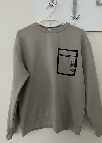 Gri Baskılı Oversize Sweatshirt