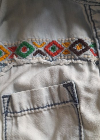 Nakışlı Bohem Kız Kot Yelek - Görsel 3