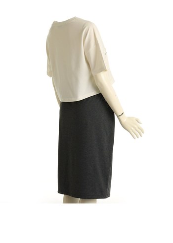 Gri Midi Hamile Etek crop takimi - Görsel 6