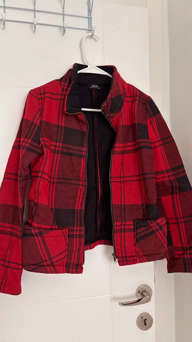 ASOS Kırmızı Desenli Midi  Kaban - Görsel 5