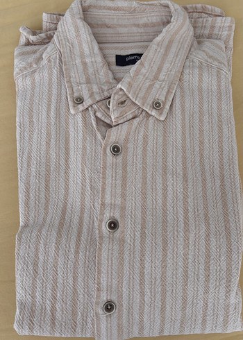 Pierre Cardin Bej Nakışlı Keten Erkek Gömlek - Görsel 2