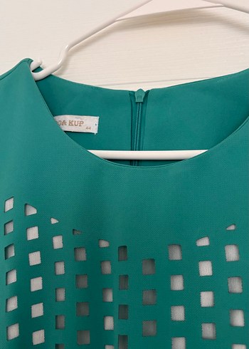 Dantel Detaylı Turkuaz Uzun Elbise - Görsel 4