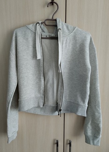 Gri Fermuarlı Kadın Sweatshirt