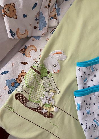 Renkli Baskılı Pamuk Bebek Battaniyesi 2 adet - Görsel 2