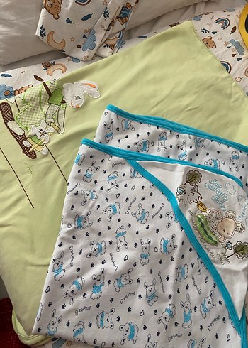 Renkli Baskılı Pamuk Bebek Battaniyesi 2 adet - Görsel 3