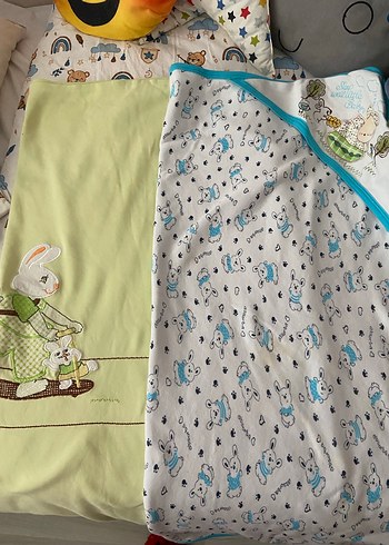 Renkli Baskılı Pamuk Bebek Battaniyesi 2 adet - Görsel 4